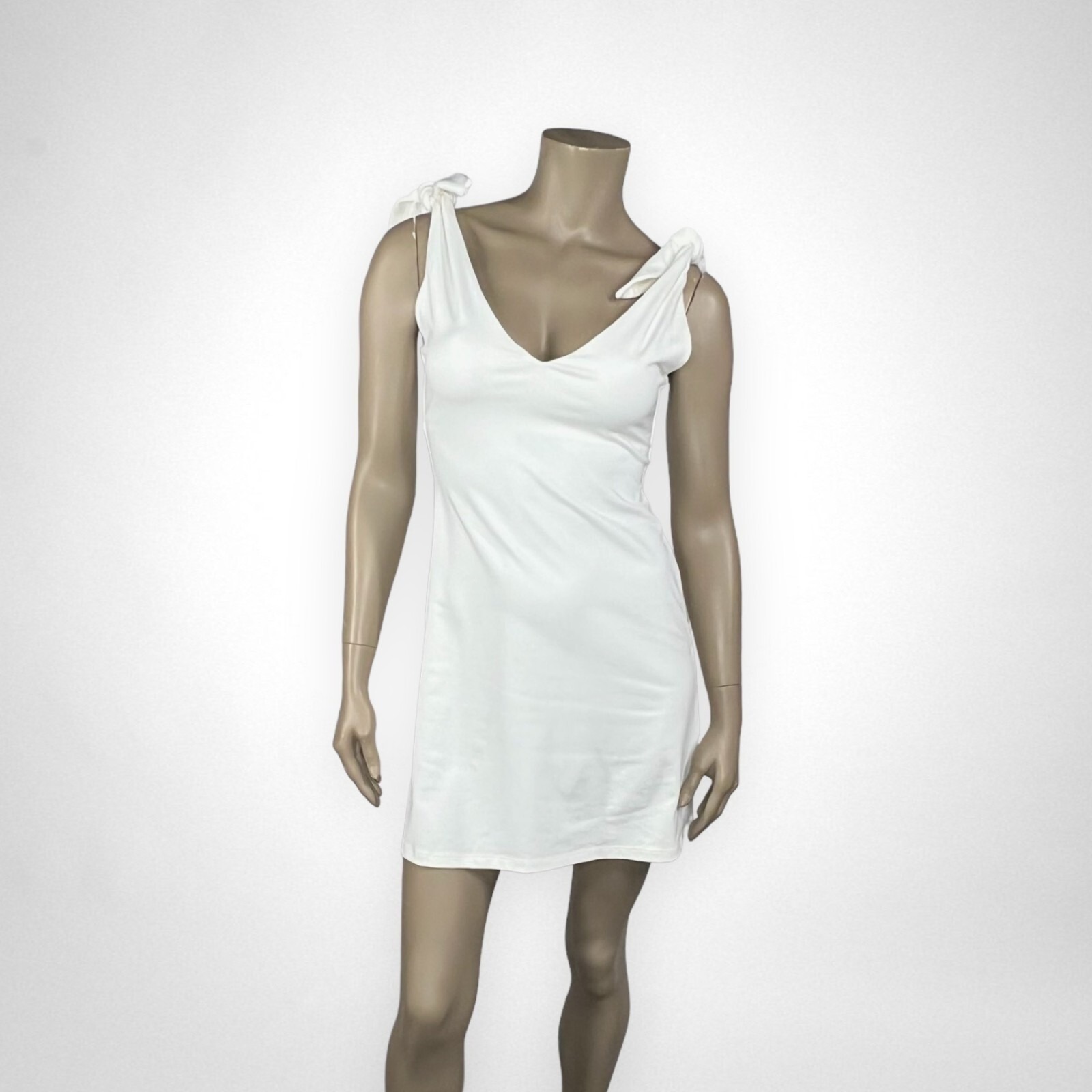 Susana Monaco Small White Tie Shoulder A-Line Dress Summer Bridal Wedding